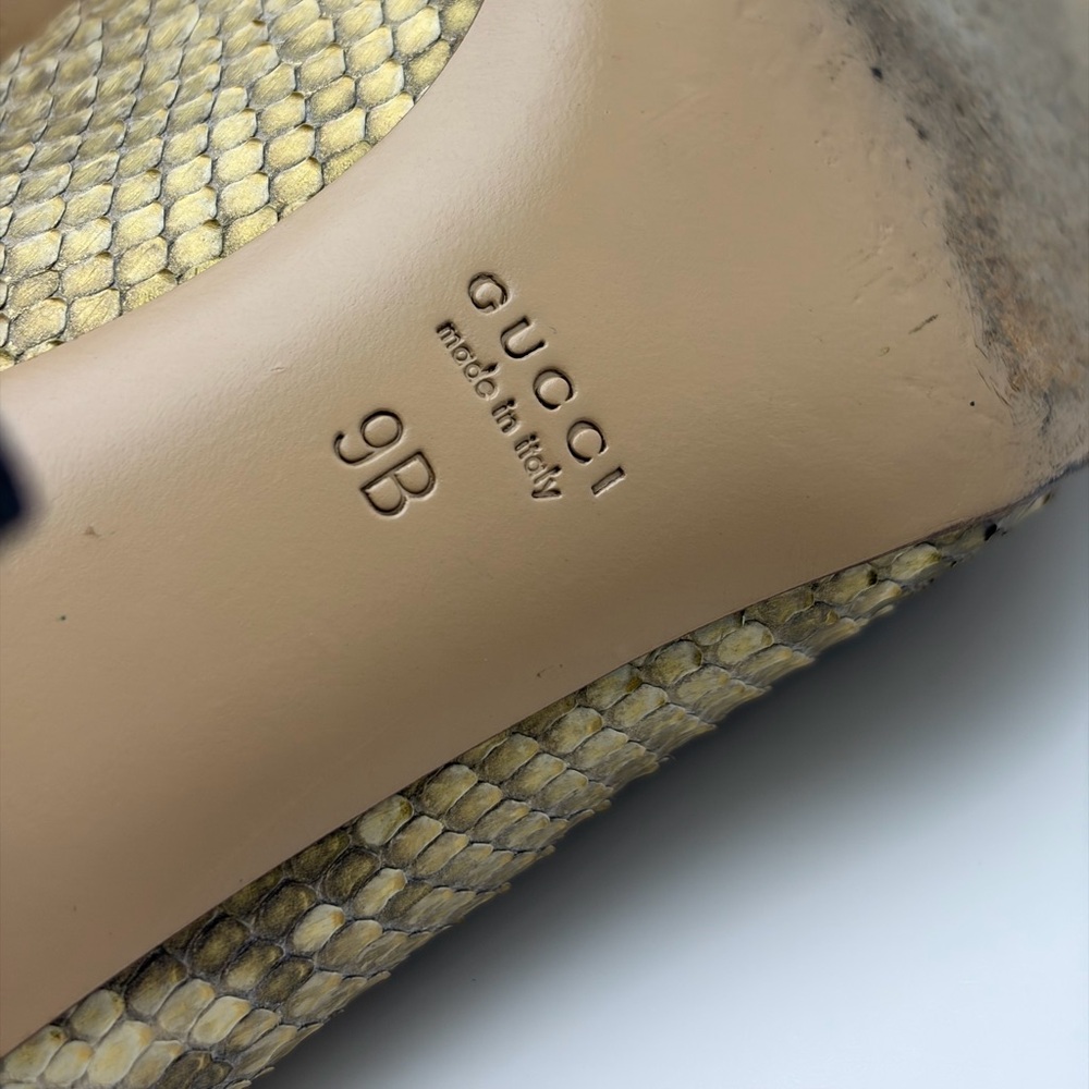 Vintage Gucci Metallic Gold Python Pumps - image 8